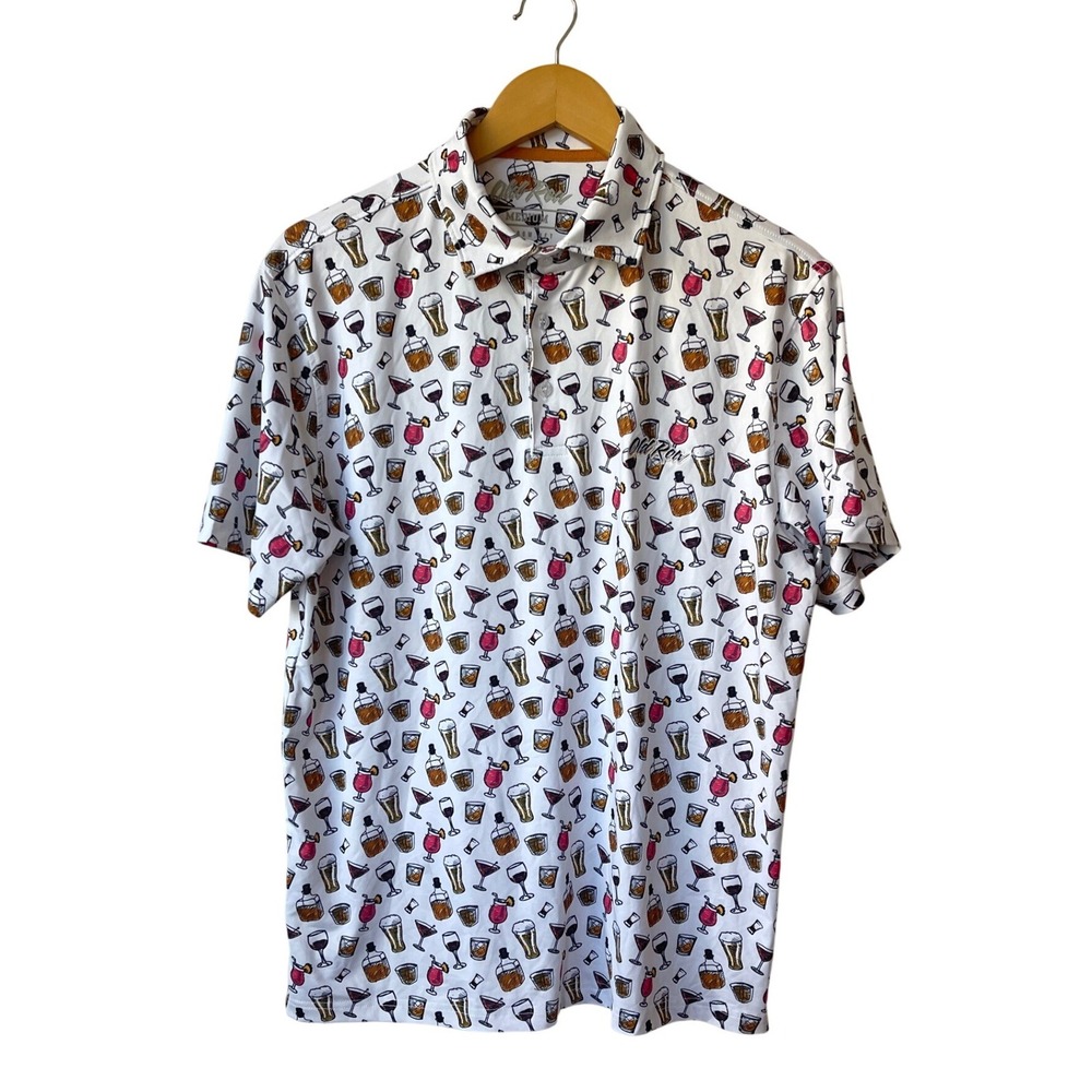 Old Row Drinking Novelty Polo Shirt Size M‎ Frat Boy Tailgate Party Preppy RARE